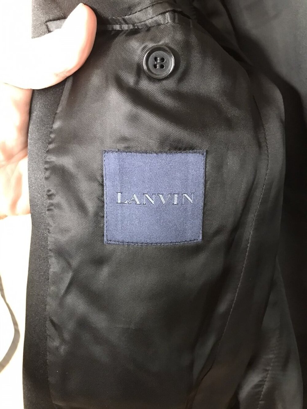 LANVIN black midnight blue formal tuxedo blazer jacket FR44 US 34 SLIM - Picture 5 of 6
